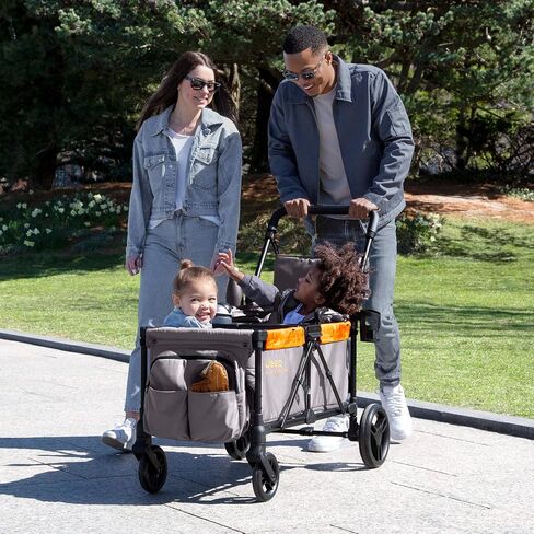 Jeep Sport All-Terrain Stroller Wagon by Delta Children - Includes Canopy, Parent Organizer, Adjustable Handlebar, Snack Tray & Cup Holders, Grey/Olive Green in Saudi Arabia