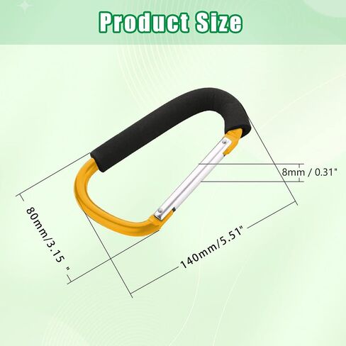 Yinpecly 3Pcs Stroller Hooks by Baby,5.51 inch Length Large Stroller Hooks for Mommy,Convenient Organizer Hook Bag Clips Pram Pushchair Grocery or Diaper Bags Holder, Yellow in Saudi Arabia