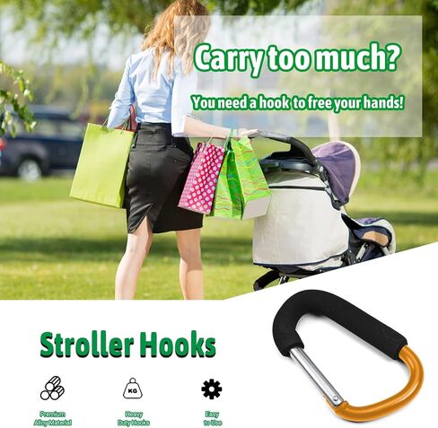Yinpecly 3Pcs Stroller Hooks by Baby,5.51 inch Length Large Stroller Hooks for Mommy,Convenient Organizer Hook Bag Clips Pram Pushchair Grocery or Diaper Bags Holder, Yellow in Saudi Arabia