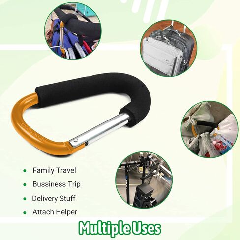 Yinpecly 3Pcs Stroller Hooks by Baby,5.51 inch Length Large Stroller Hooks for Mommy,Convenient Organizer Hook Bag Clips Pram Pushchair Grocery or Diaper Bags Holder, Yellow in Saudi Arabia