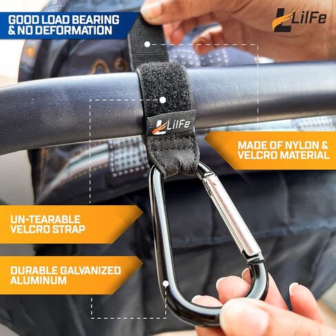 2 Pcs Black Baby Stroller Hooks for Hanging | Multipurpose Stroller Straps with Durable and Stylish Stroller Clips for Diaper Bags | The Perfect Mummy Hook for Pram, Wheelchair, Shopping and Pet Carts in Saudi Arabia