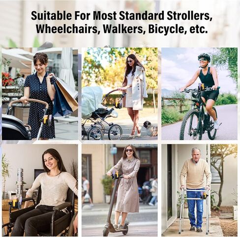 supregear Universal Cup and Phone Holder, 360 Degree Rotation 2-in-1 Parent Cup Holder Water Bottle Holder Phone Holder for Stroller Walker Bike, Black and Tool Free in Kuwait