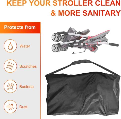 Shouken Stroller Travel Bag For Airplane,Stroller Bag,Durable and Protective, Carry Handles and Detachable Padded Shoulder Strap, Large Storage Bag for Baby Travel Essentials,Stroller organizer system in Kuwait