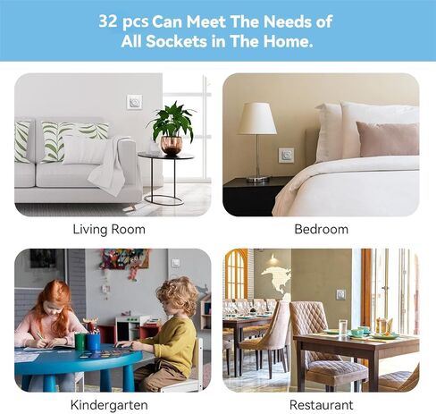 Outlet Covers Baby Proofing (32 Pack) with Hidden Pull Handle,Double Security Child Proof Electrical Protector,White,Baby Safety Outlet Plug Covers,Prevent Kid from Electric Hazard in Kuwait