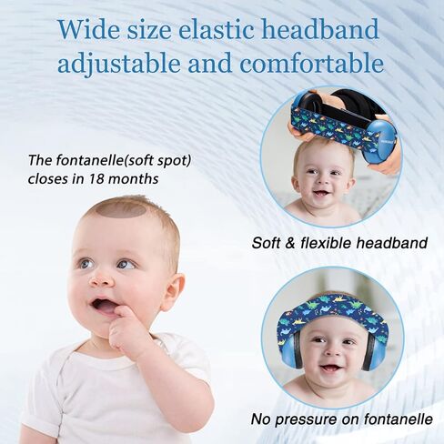 Infant Ear Protection Noise Cancelling Baby Ear Muffs, Toddler Hearing Protection with Adjustable Elastic Headband (Bear, White in Kuwait
