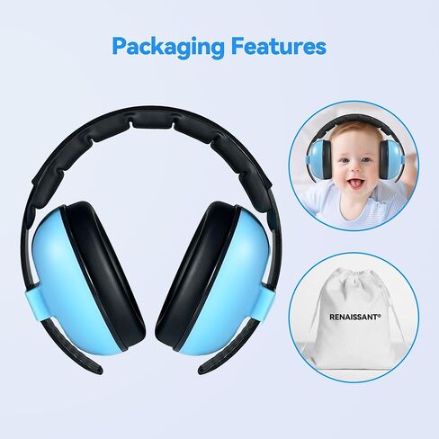 RENAISSANT Baby Ear Protection, Baby Headphones Noise Cancelling Ages 0-3 Years, Infant Noise Cancelling Headphones for Babies Sleep Travel(Blue) in Kuwait