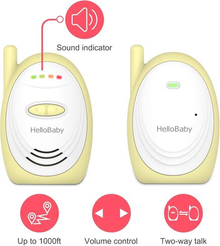 جهاز مراقبة الأطفال الصوتي HelloBaby HB168 مع نطاق يصل إلى 1000 قدم، ومؤشر صوت، ونقل رقمي، وصوت في اتجاه واحد in Kuwait