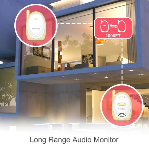 جهاز مراقبة الأطفال الصوتي HelloBaby HB168 مع نطاق يصل إلى 1000 قدم، ومؤشر صوت، ونقل رقمي، وصوت في اتجاه واحد in Kuwait