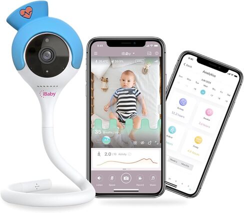 جهاز مراقبة تنفس الأطفال iBaby i2 Blue Smart WiFi مع تحليل بيانات النوم، رؤية ليلية عالية الدقة، تكبير/تصغير إمالة عن بعد بالكامل، تطبيق هاتف ذكي مجاني، مع إشعارات الصوت والحركة in Kuwait