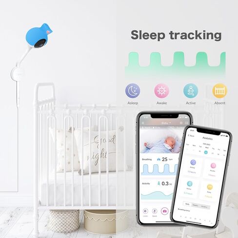 جهاز مراقبة تنفس الأطفال iBaby i2 Blue Smart WiFi مع تحليل بيانات النوم، رؤية ليلية عالية الدقة، تكبير/تصغير إمالة عن بعد بالكامل، تطبيق هاتف ذكي مجاني، مع إشعارات الصوت والحركة in Kuwait