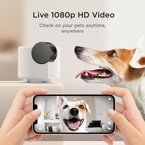 كاميرا بيتكوب كام 360 | كاميرا واي فاي تفاعلية للحيوانات الأليفة وأمان المنزل مع تطبيق الهاتف، فيديو عالي الدقة 1080 بيكسل، دوران 360 درجة، رؤية ليلية، تنبيهات ذكية للمراقبة المنزلية in Saudi Arabia