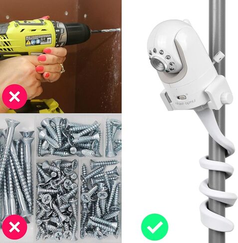 رف كاميرا مثبت على شاشة الطفل متوافق مع بصريات الأطفال DXR 8 & DXR-8 Pro ومعظم شاشات الأطفال الأخرى، حامل كاميرا الأطفال العالمي، يتصل بأرفف سرير الأطفال أو الأثاث (رمادي) in Kuwait