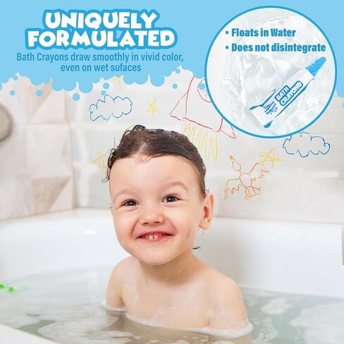 لعبة استحمام لأقلام تلوين الاستحمام Tub Works™ Smooth™، 24 عبوة | أقلام تلوين حمام غير سامة وقابلة للغسل للأطفال الصغار والأطفال | تركيبة فريدة ترسم بسلاسة وحيوية على جدران أحواض الاستحمام الرطبة والجافة | أقلام تلوين حوض الاستحمام ذات قبضة سداسية in Kuwait