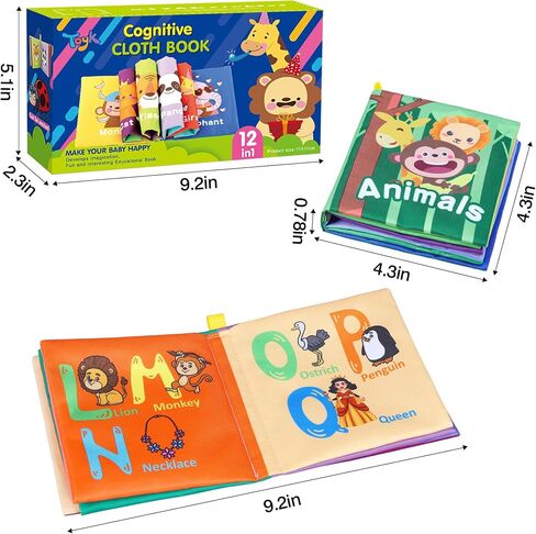 Toyk Baby Bath Books, Nontoxic Fabric Soft Baby Cloth Books (Pack of 8) | Early Education Giftable, Washable Baby Books for Toddler, Infants Crinkle Squeaky Shower Toy, Kids Bath Toys Birthday Gift in Saudi Arabia