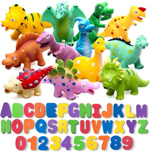 Dinosaur Bath Toys for Kids 4-8, Mold Free Baby Bath Squirt Toys Pool Rubber Dinosaur Bath Toys for Kids 3-5 in Saudi Arabia