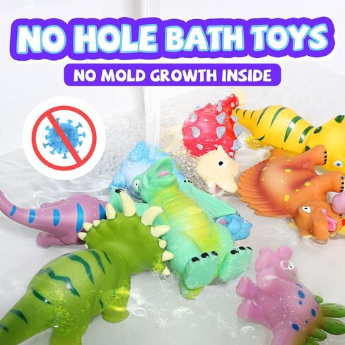 Dinosaur Bath Toys for Kids 4-8, Mold Free Baby Bath Squirt Toys Pool Rubber Dinosaur Bath Toys for Kids 3-5 in Saudi Arabia