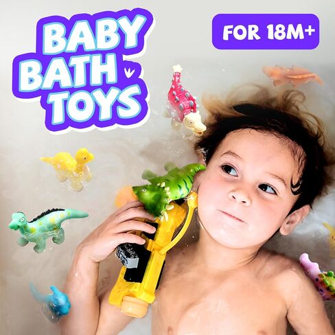 Dinosaur Bath Toys for Kids 4-8, Mold Free Baby Bath Squirt Toys Pool Rubber Dinosaur Bath Toys for Kids 3-5 in Saudi Arabia