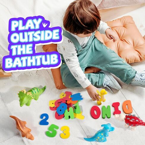 Dinosaur Bath Toys for Kids 4-8, Mold Free Baby Bath Squirt Toys Pool Rubber Dinosaur Bath Toys for Kids 3-5 in Saudi Arabia