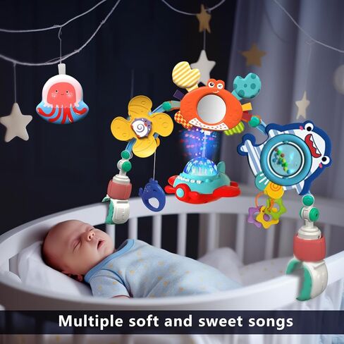 Musical Baby Stroller Arch Toys, Travel Car Seat Toys, Baby Play Arch Crib Accessory Toys, Mobile for Bassinet, Pram Activity Arch Bar Toys for Babies Infants in Kuwait