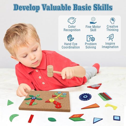 ستيفن تويز العاب محرك دقيق، لعبة المطرقة والاظافر للاطفال من سن 3 سنوات فما فوق، العاب الحنفية، لعبة مطرقة خشبية، احجية مكعبات خشبية بطابع المزرعة in Kuwait