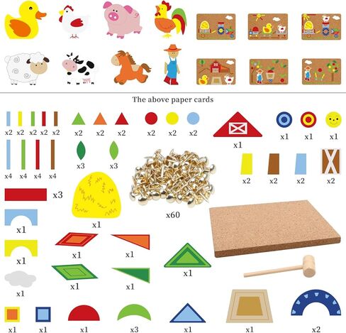 ستيفن تويز العاب محرك دقيق، لعبة المطرقة والاظافر للاطفال من سن 3 سنوات فما فوق، العاب الحنفية، لعبة مطرقة خشبية، احجية مكعبات خشبية بطابع المزرعة in Kuwait