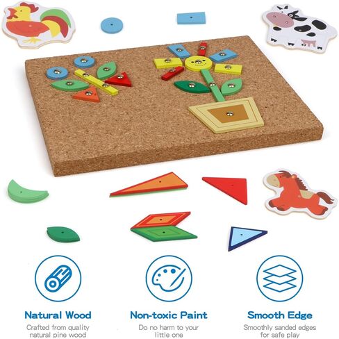 ستيفن تويز العاب محرك دقيق، لعبة المطرقة والاظافر للاطفال من سن 3 سنوات فما فوق، العاب الحنفية، لعبة مطرقة خشبية، احجية مكعبات خشبية بطابع المزرعة in Kuwait