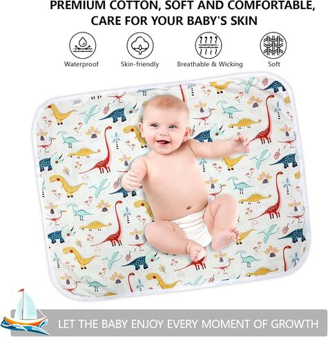 Portable Baby Changing Pad, Waterproof Diaper Changing Mat, 30"x24" | Ultra-Soft Cotton Surface, Skin-Friendly Bedpad, Crib Protection for Newborn Girls, Home & Travel Daily Use, Pink Flower in Saudi Arabia