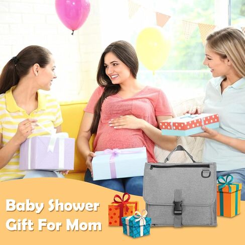 Athradies Portable Diaper Changing Pad, Baby Changing Pad for Newborn Girls & Boys, Foldable Changing Mat with Wipes Pocket, Travel Changing Station, Waterproof, Gift Baby Shower, with A Drool Cloth in Kuwait