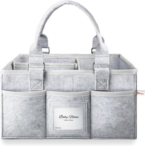 Kidtion Diaper Caddy Organizer for Baby Essentials, Newborn Essetials Must Haves, Baby Registry Search and Other Baby Stuff, Collapsible Baby Basket with Handle and a Photo Frame, Gray (L) in Kuwait