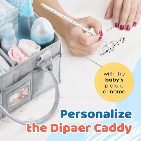 Kidtion Diaper Caddy Organizer for Baby Essentials, Newborn Essetials Must Haves, Baby Registry Search and Other Baby Stuff, Collapsible Baby Basket with Handle and a Photo Frame, Gray (L) in Kuwait