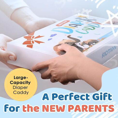 Kidtion Diaper Caddy Organizer for Baby Essentials, Newborn Essetials Must Haves, Baby Registry Search and Other Baby Stuff, Collapsible Baby Basket with Handle and a Photo Frame, Gray (L) in Kuwait