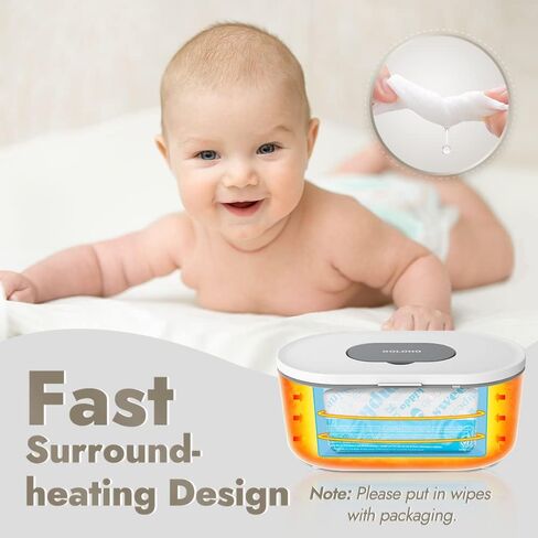 Baby Wipe Warmer and Wet Wipes Dispenser, Innovative Surround-Heating, Warms Quickly and Evenly, Large Capacity in Kuwait