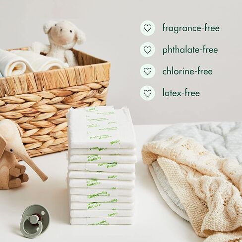 Naturally Nature Overnight Diaper Booster Pads, Stops Overnight Leaking, Diaper Liners for Toddler, Nighttime Diapers Size 5, Adhesive Pad for Girls, Boys, 32 ct. in Saudi Arabia