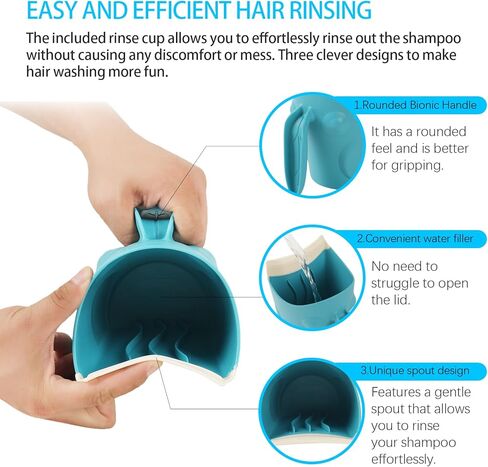 LuQiBabe Baby Shower Cap with Rinse Cup and Bath Sponge - All-in-One Bathing Essentials for Gentle and Fun Baby Baths - White Shower Cap & Geen Rinse Cup & Turtle Bath Sponge in Kuwait