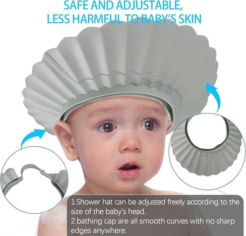 LuQiBabe Baby Shower Cap with Rinse Cup and Bath Sponge - All-in-One Bathing Essentials for Gentle and Fun Baby Baths - White Shower Cap & Geen Rinse Cup & Turtle Bath Sponge in Kuwait