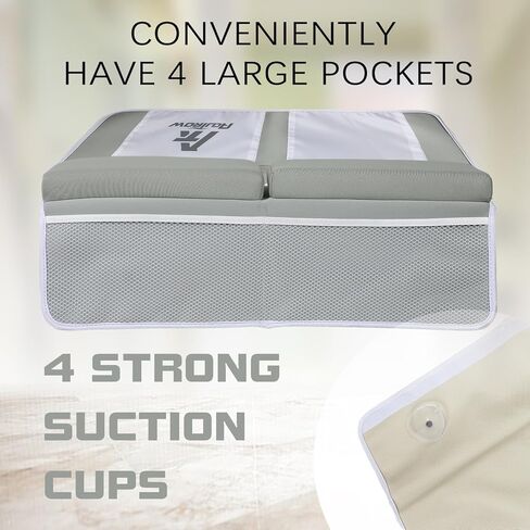 Aoutrow 2 PACK Comfortable Baby Bath Kneeler and Elbow Rest Pad, Foam Mat with Toy Organizer Pockets Bath Accessory Storage, Non-Slip Compact Foldable Baby Bath Set for Parents Baby and Toddler Bathin in Kuwait