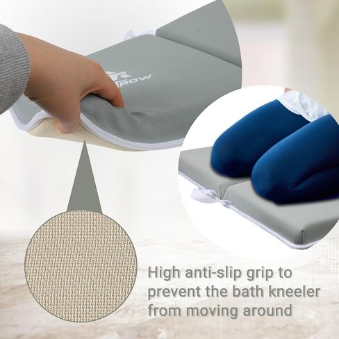 Aoutrow 2 PACK Comfortable Baby Bath Kneeler and Elbow Rest Pad, Foam Mat with Toy Organizer Pockets Bath Accessory Storage, Non-Slip Compact Foldable Baby Bath Set for Parents Baby and Toddler Bathin in Kuwait