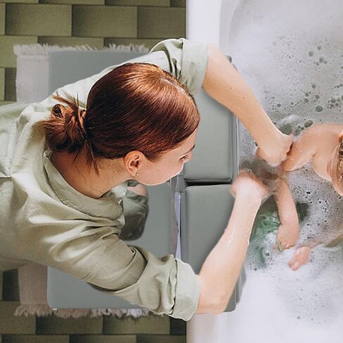 Aoutrow 2 PACK Comfortable Baby Bath Kneeler and Elbow Rest Pad, Foam Mat with Toy Organizer Pockets Bath Accessory Storage, Non-Slip Compact Foldable Baby Bath Set for Parents Baby and Toddler Bathin in Kuwait