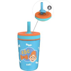 Zak Designs Kelso Tumbler Toddler Cup For Travel or At Home, 12oz Vacuum Insulated Stainless Steel Sippy Cup With Leak-Proof Design is Perfect For Kids (Happy Fruit)
