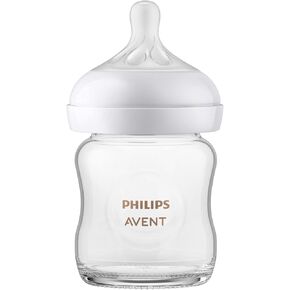 Philips AVENT Glass Natural Baby Bottle with Natural Response Nipple, Clear, 8oz, 1pk, SCY913/01