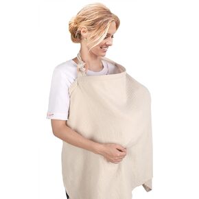 Muslin Nursing Covers for Breastfeeding, MVUOCR 100% Cotton Breastfeeding Cover for Mom, Multi-use Nursing Apron with Drawstring Bag, Soft and Breathable Privacy Nursing Covers with Wooden Hoop