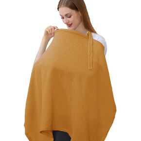 Hicoco 100% Muslin Cotton Breastfeeding Cover, Multi-use Nursing Covers with Arch Neckline, Cotton Nursing Apron (beige)