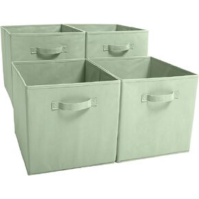 مجموعة EZOWare مكونة من 4 سلال قماشية قابلة للطي، مكعب تخزين منظم قابل للطي مقاس 13 × 15 × 13 بوصة مع مقابض للمنزل وغرفة النوم وحضانة الأطفال والمكتب وألعاب غرفة لعب الأطفال - رمادي in Kuwait
