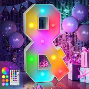 imprsv 3FT Colorful Marquee Light Up Numbers,18 Colors Number 1 with Remote, Light Up Numbers Sign for 1st 18th Birthday Anniversary Party Decor, Pre-Cut Foam Board Kit, Mosaic Numbers for Balloon