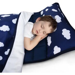 Toddler Nap Mat with Removeble Pillow and Fleece Minky Blanket, Nap Mats for Daycare Preschool, Lightweight Portable Travel Sleeping Bag for Kids Cot Nap Mat, Warm & Skin-Friendly, Fish in Kuwait
