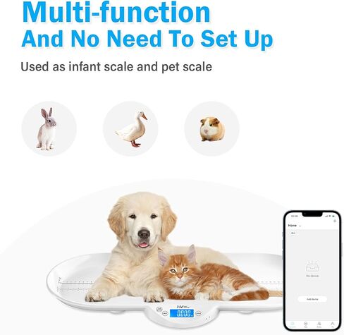 ميزان ذكي للاطفال، ميزان للحيوانات الاليفة، ميزان للاطفال الصغار مع تطبيق، مقياس وزن رقمي لحديثي الولادة والقطط والجراء والحيوانات مع وظيفة التثبيت التلقائي، شاشة LCD، دقة بدقة ± 0.1 اونصة (ذكي) in Kuwait