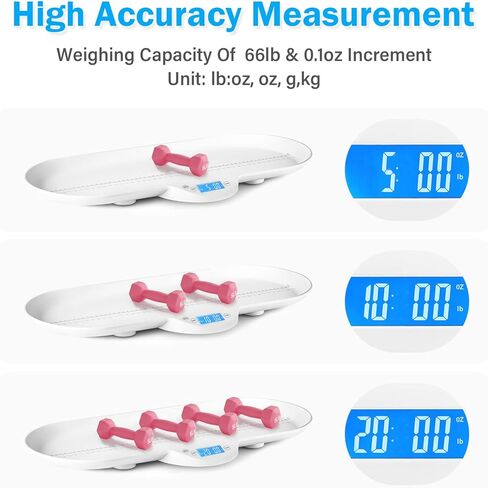 ميزان ذكي للاطفال، ميزان للحيوانات الاليفة، ميزان للاطفال الصغار مع تطبيق، مقياس وزن رقمي لحديثي الولادة والقطط والجراء والحيوانات مع وظيفة التثبيت التلقائي، شاشة LCD، دقة بدقة ± 0.1 اونصة (ذكي) in Kuwait