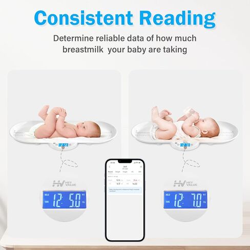 ميزان ذكي للاطفال، ميزان للحيوانات الاليفة، ميزان للاطفال الصغار مع تطبيق، مقياس وزن رقمي لحديثي الولادة والقطط والجراء والحيوانات مع وظيفة التثبيت التلقائي، شاشة LCD، دقة بدقة ± 0.1 اونصة (ذكي) in Kuwait