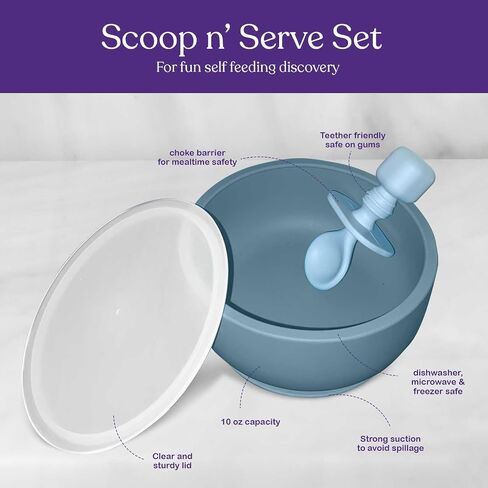 Suction Bowl with Lids and Spoons, Extra Strong Baby Suction Bowls, Baby Bowls 0-6 Months, Infant Babies & Toddler, BPA Free Baby Bowls, Silicone Baby Feeding Set, Baby Feeding Essentials in Kuwait