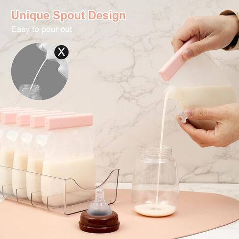 أكياس تخزين حليب الثدي 7 قطع من سينتو مع صندوق منظم للثلاجة، أساسيات الرضاعة الطبيعية قابلة لإعادة الاستخدام، أكياس تجميد حليب الثدي مزدوجة مانعة للتسرب، 11 أونصة/320 مل للرضاعة الطبيعية، أساسيات ما بعد الولادة in Kuwait